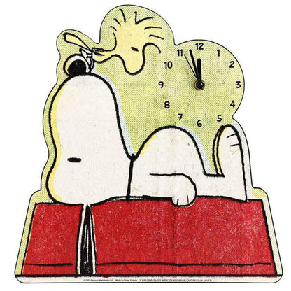 PEANUTS SNOOPY & WOODSTOCK DOGHOUSE WOOD WALL CLOCK - Clocks