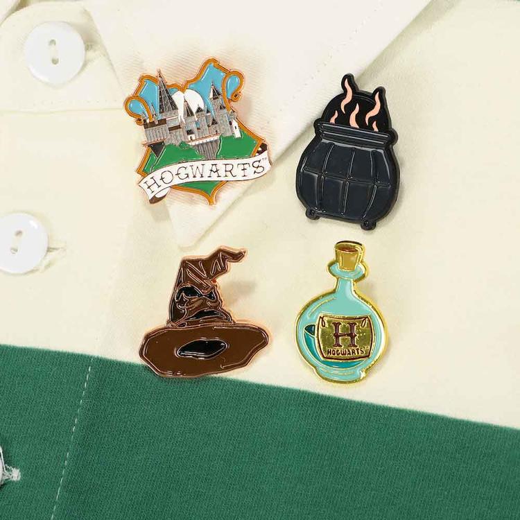 HARRY POTTER HOGWARTS SCHOOL OF WITCHCRAFT & WIZARDRY ICON LAPEL PINS - Pins / Buttons