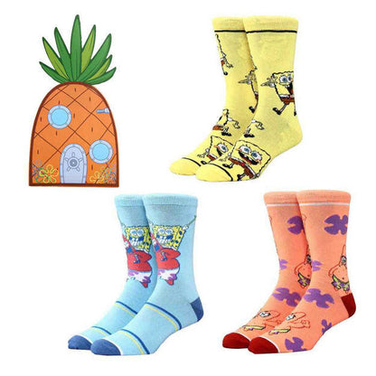 SPONGEBOB & PATRICK PINEAPPLE 3 PAIR CREW BOX SET - Socks