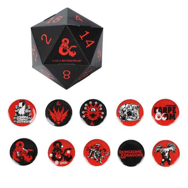 DUNGEONS & DRAGONS 10 PIECE BUTTON PIN BOX SET - Pins / Buttons