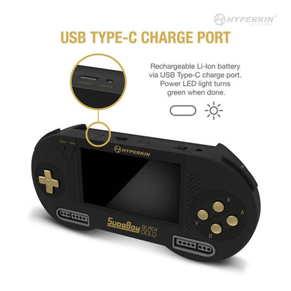 SUPABOY PORTABLE CONSOLE - BLACK/GOLD - RetroN